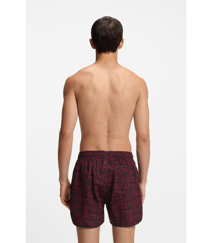Hugo Swim Shorts With All Over Print Dark Red