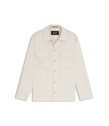Boss Relaxed Fit Jacket In Virgin Wool White