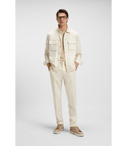 Boss Relaxed Fit Jacket In Virgin Wool White