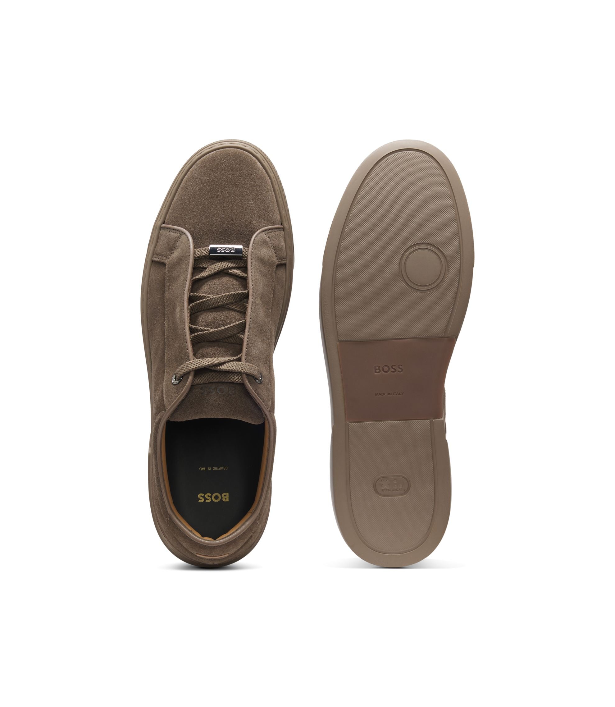 Boss Gary Trainers In Suede Khaki Khaki