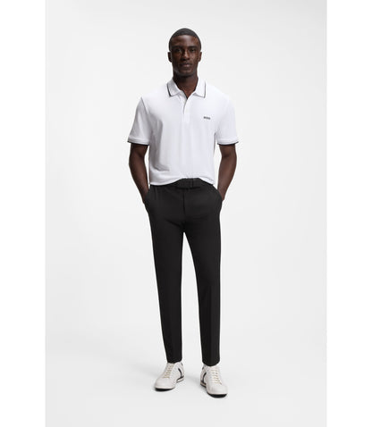 Boss Slim Fit Pants In Water Repellent Stretch Fabric Black