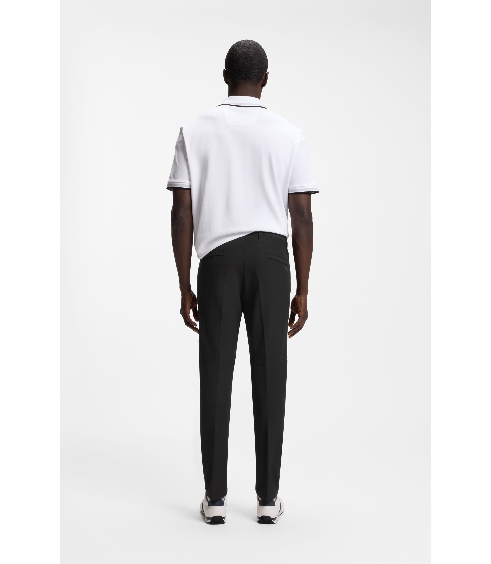 Boss Slim Fit Pants In Water Repellent Stretch Fabric Black