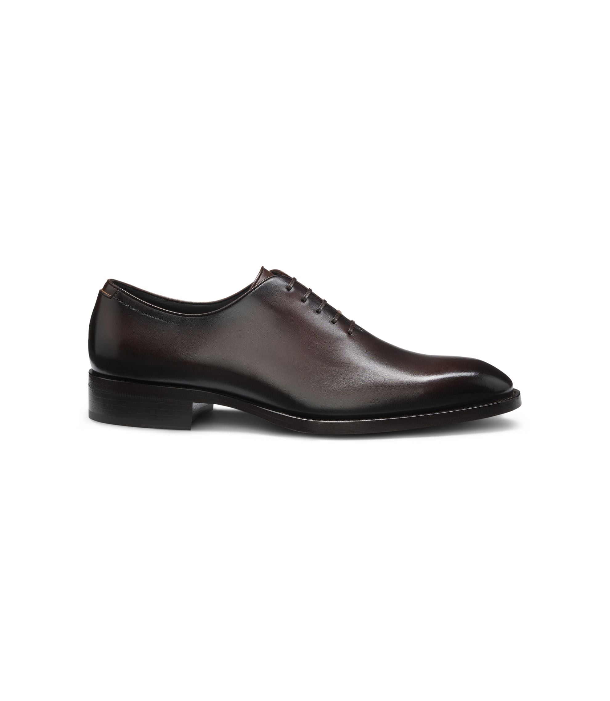 Boss Italian Made Oxford Shoes In Burnished Leather Dark Brown Dark Brown
