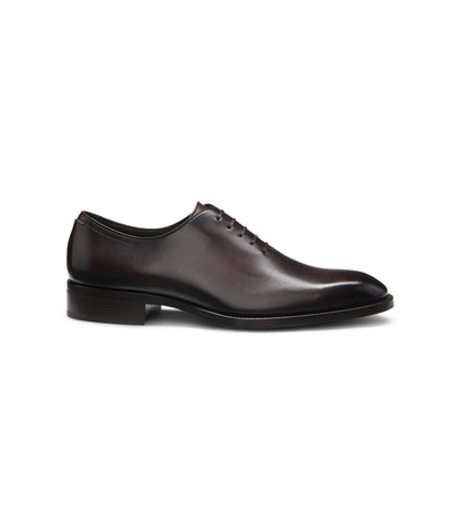 Boss Italian Made Oxford Shoes In Burnished Leather Dark Brown Dark Brown