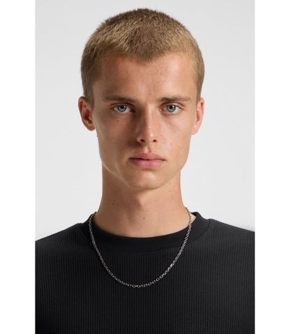 Hugo Waffle Structure T Shirt In A Cotton Blend Black