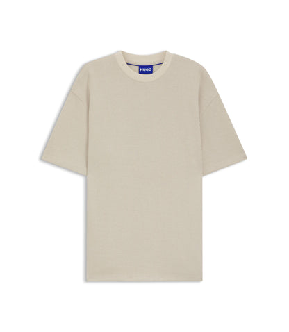Hugo Waffle Structure T Shirt In A Cotton Blend White