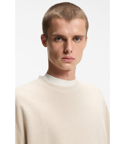 Hugo Waffle Structure T Shirt In A Cotton Blend White