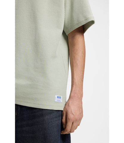 Hugo Waffle Structure T Shirt In A Cotton Blend Light Green