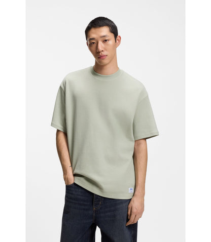 Hugo Waffle Structure T Shirt In A Cotton Blend Light Green