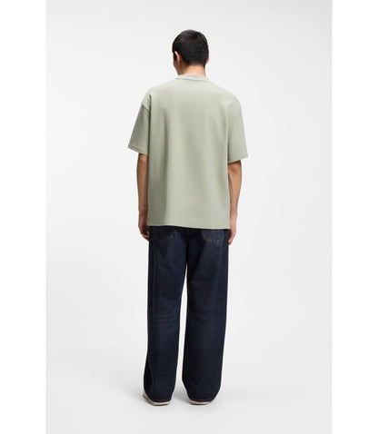 Hugo Waffle Structure T Shirt In A Cotton Blend Light Green
