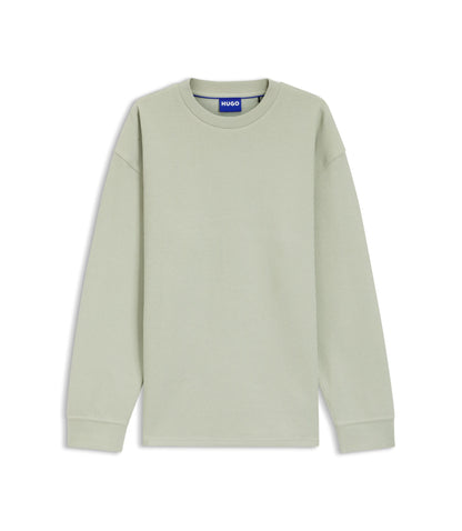Hugo Waffle Structure T Shirt In A Cotton Blend Light Green