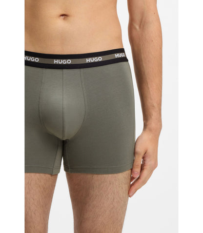Hugo Three Pack Of Branded Boxer Briefs In Stretch Cotton Patterned