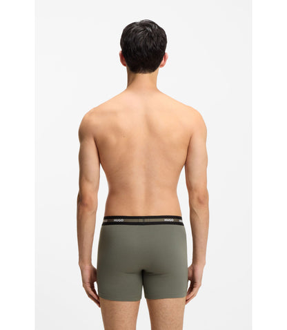 Hugo Three Pack Of Branded Boxer Briefs In Stretch Cotton Patterned