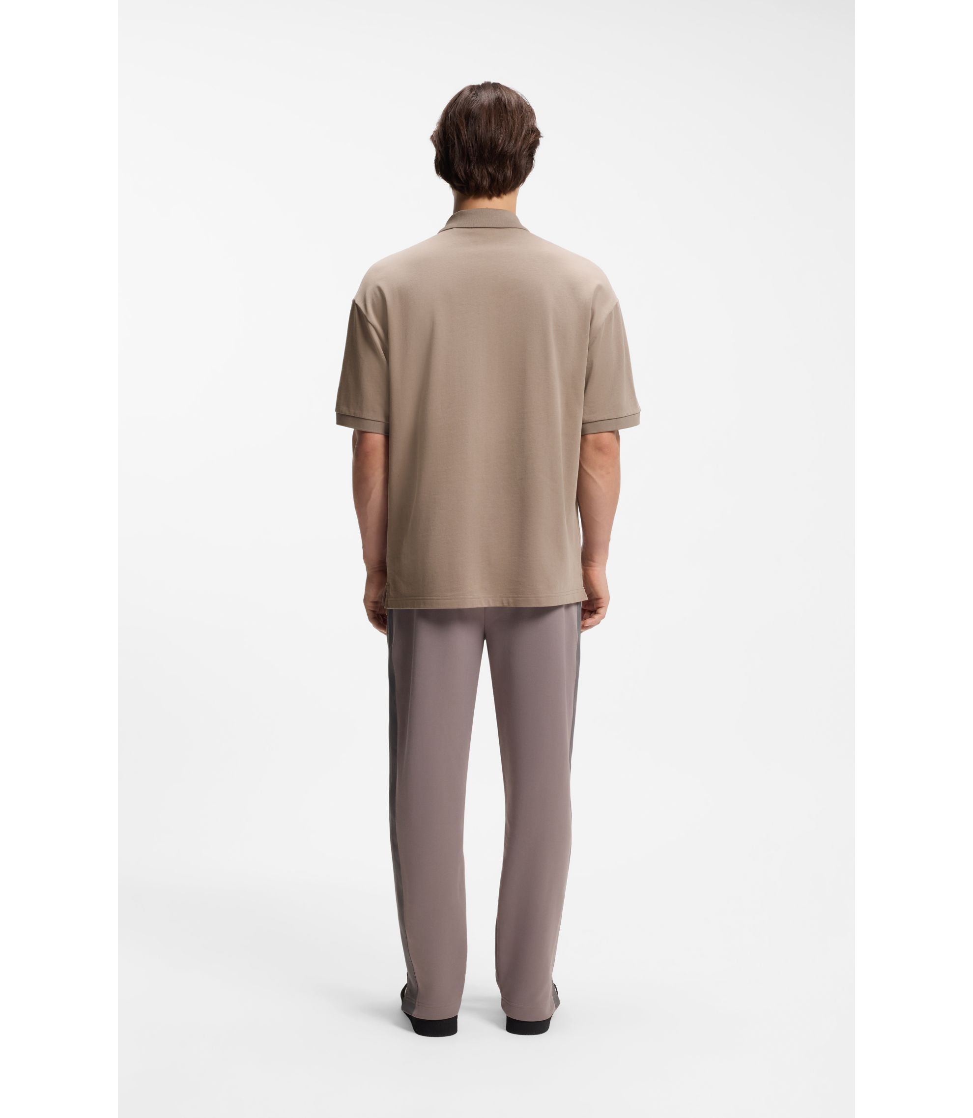 Hugo Oversize Fit Polo Shirt In Cotton With Tonal Logo Light Brown