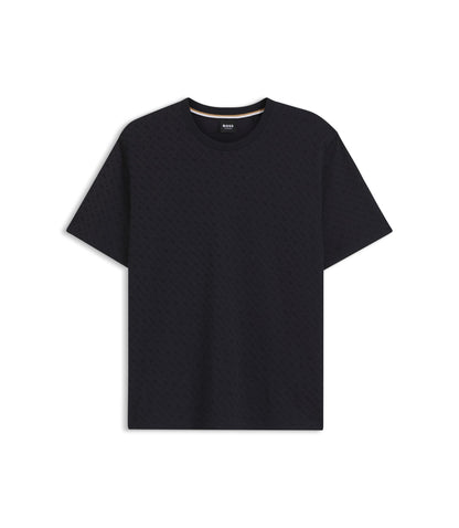 Boss Pajama T Shirt In Cotton With Printed Branding Dark Blue
