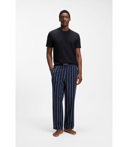 Boss Pajama T Shirt In Cotton With Printed Branding Dark Blue