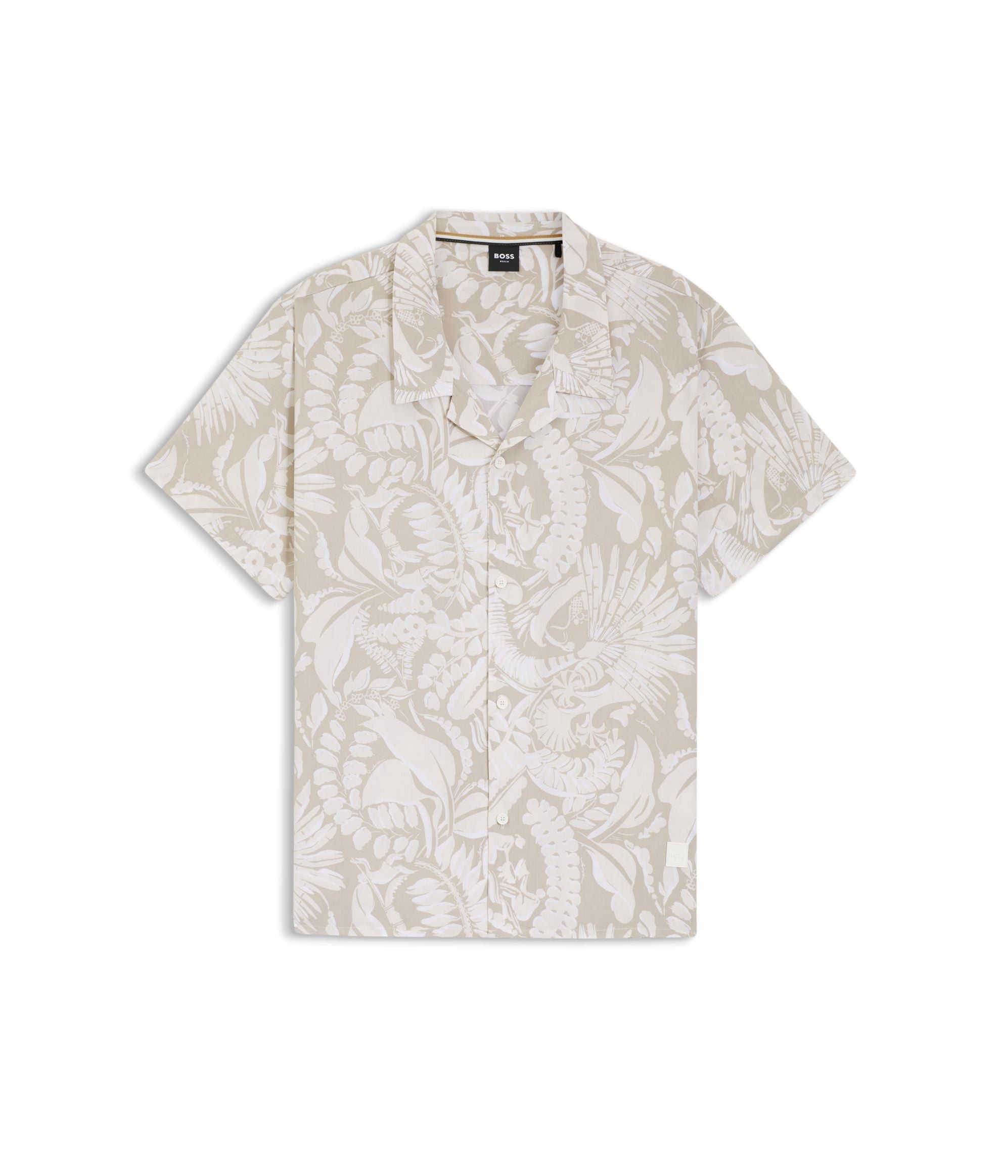 Boss Regular Fit Shirt With All Over Print Light Beige