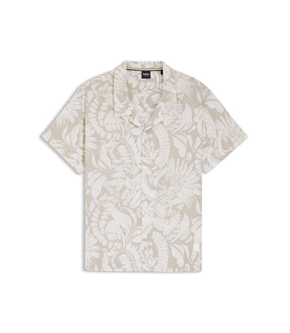Boss Regular Fit Shirt With All Over Print Light Beige