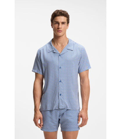 Boss Regular Fit Shirt With All Over Print Light Blue