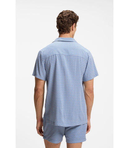 Boss Regular Fit Shirt With All Over Print Light Blue