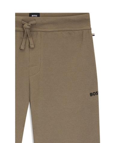Boss Waffle Structure Pyjama Bottoms In A Cotton Blend Light Brown