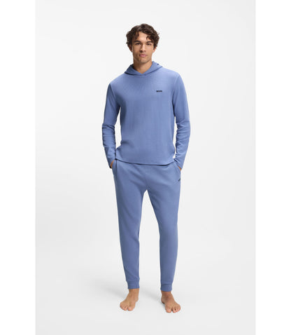 Boss Waffle Structure Pyjama Bottoms In A Cotton Blend Light Blue