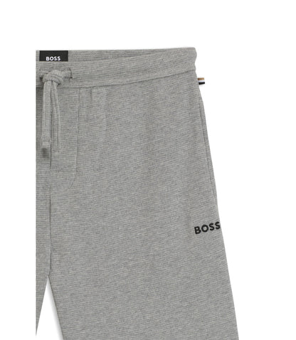 Boss Cotton Blend Pajama Shorts With Embroidered Logo Grey