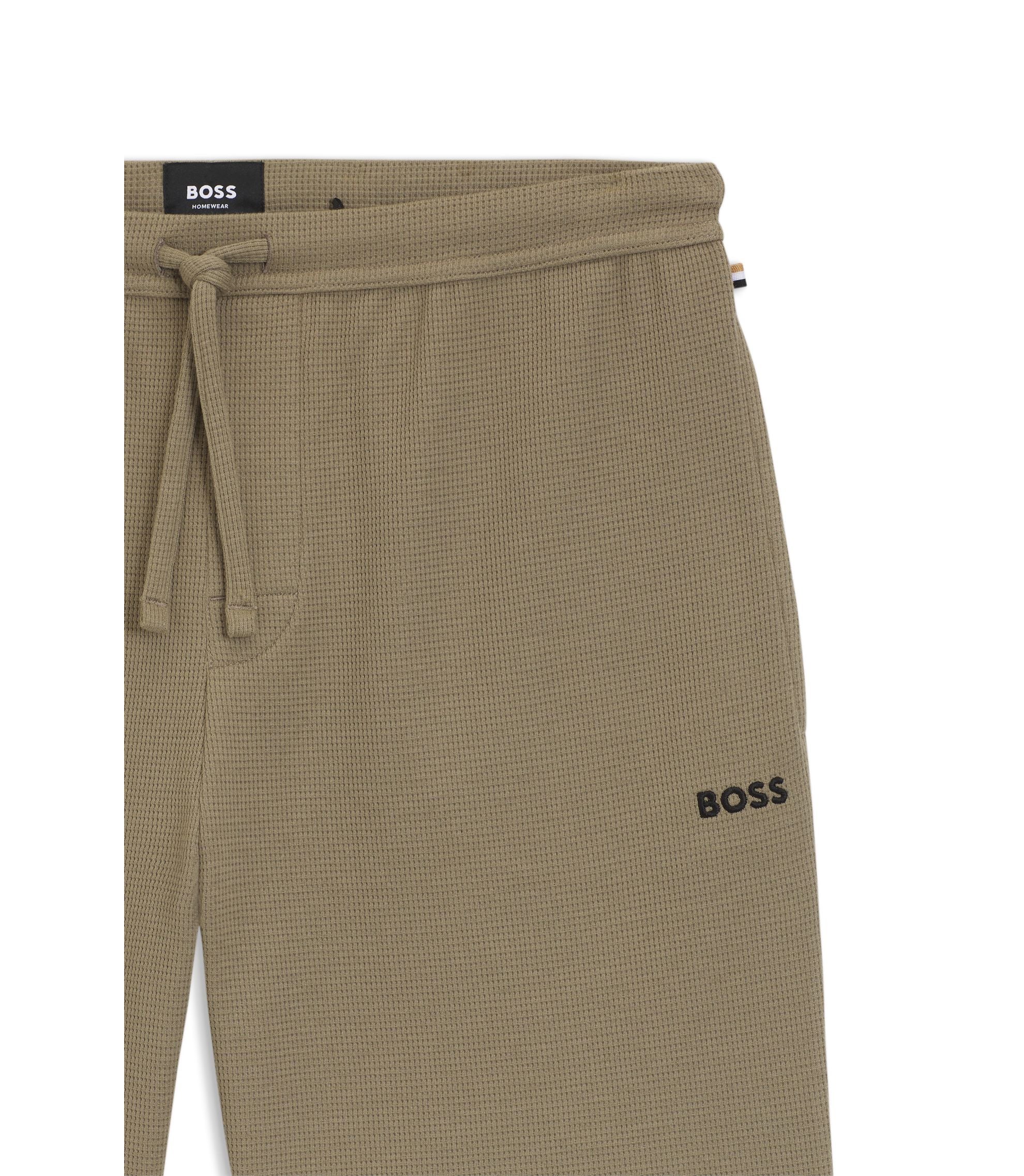 Boss Cotton Blend Pajama Shorts With Embroidered Logo Light Brown
