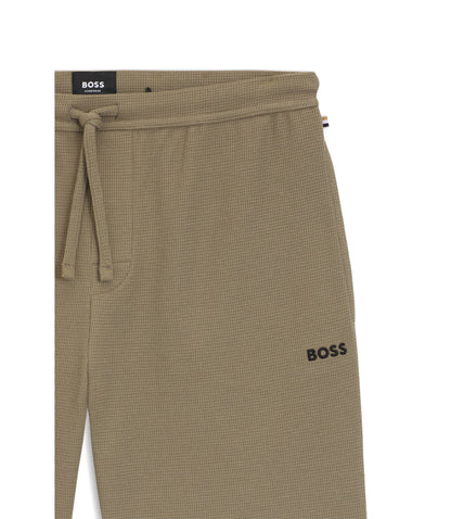 Boss Cotton Blend Pajama Shorts With Embroidered Logo Light Brown