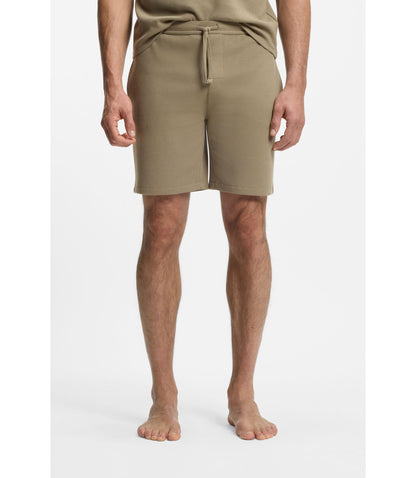 Boss Cotton Blend Pajama Shorts With Embroidered Logo Light Brown