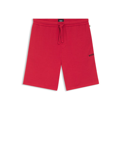Boss Cotton Blend Pajama Shorts With Embroidered Logo Red