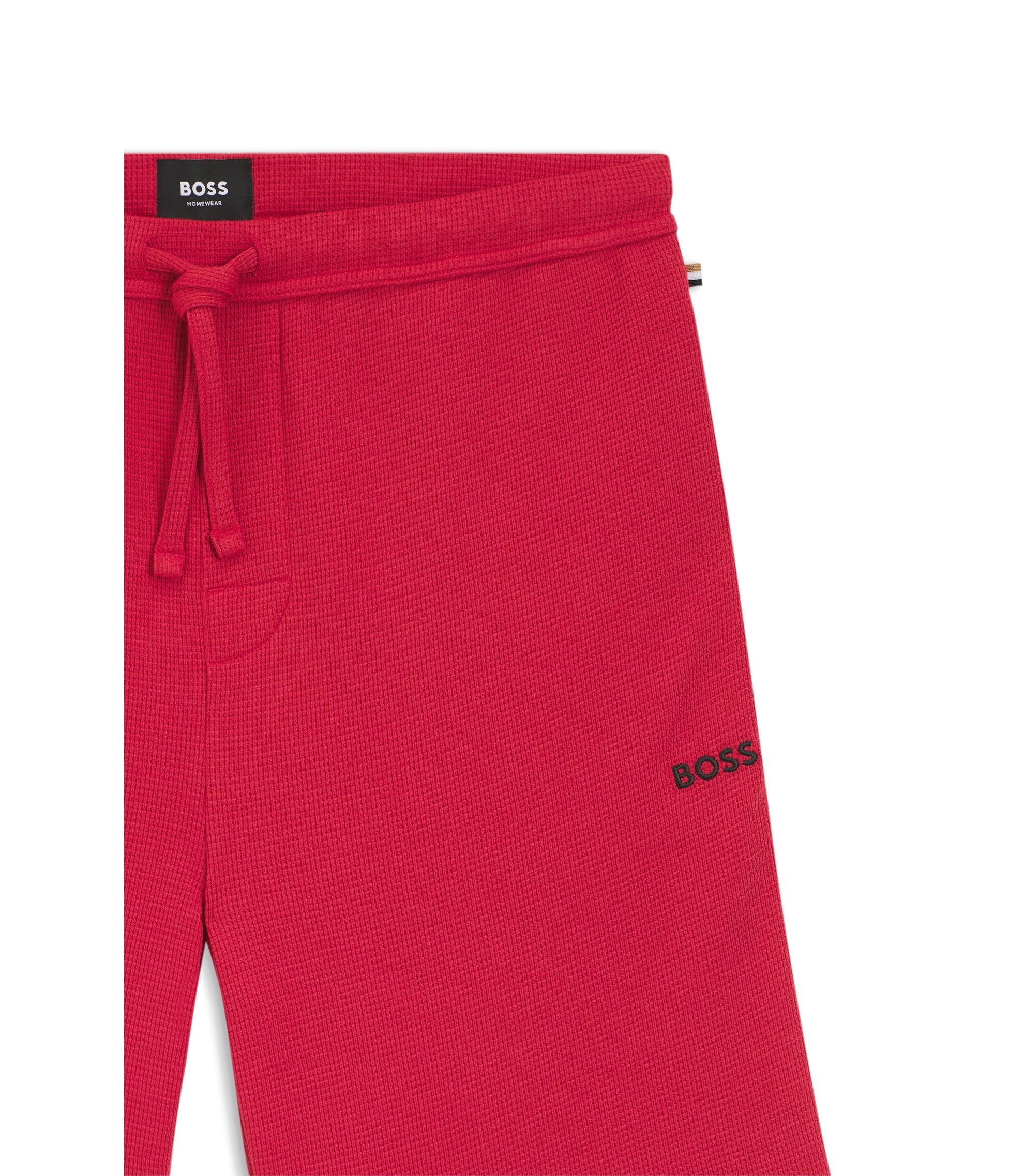 Boss Cotton Blend Pajama Shorts With Embroidered Logo Red