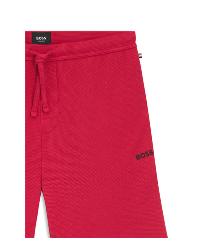 Boss Cotton Blend Pajama Shorts With Embroidered Logo Red