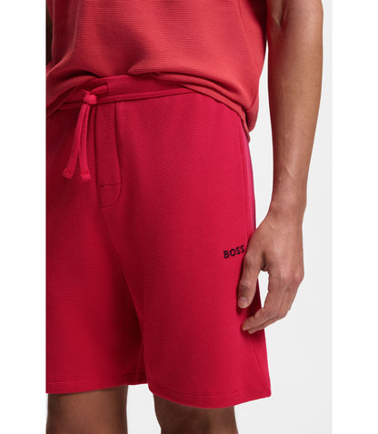 Boss Cotton Blend Pajama Shorts With Embroidered Logo Red
