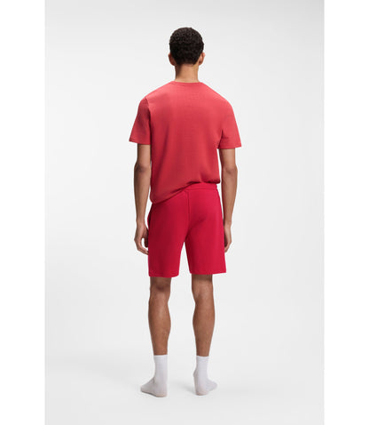 Boss Cotton Blend Pajama Shorts With Embroidered Logo Red