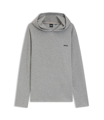 Boss Cotton Blend Pajama Hoodie With Waffle Structure Grey