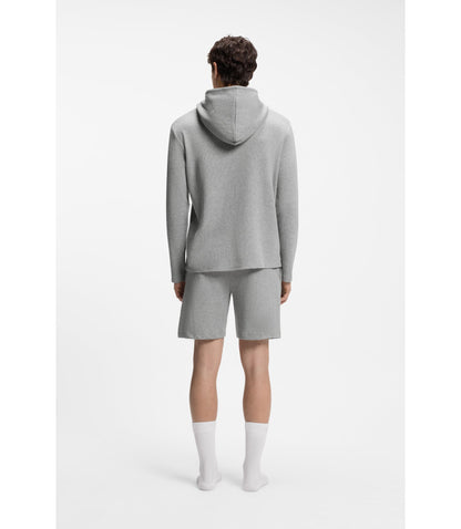 Boss Cotton Blend Pajama Hoodie With Waffle Structure Grey