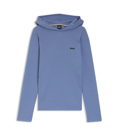 Boss Cotton Blend Pajama Hoodie With Waffle Structure Light Blue