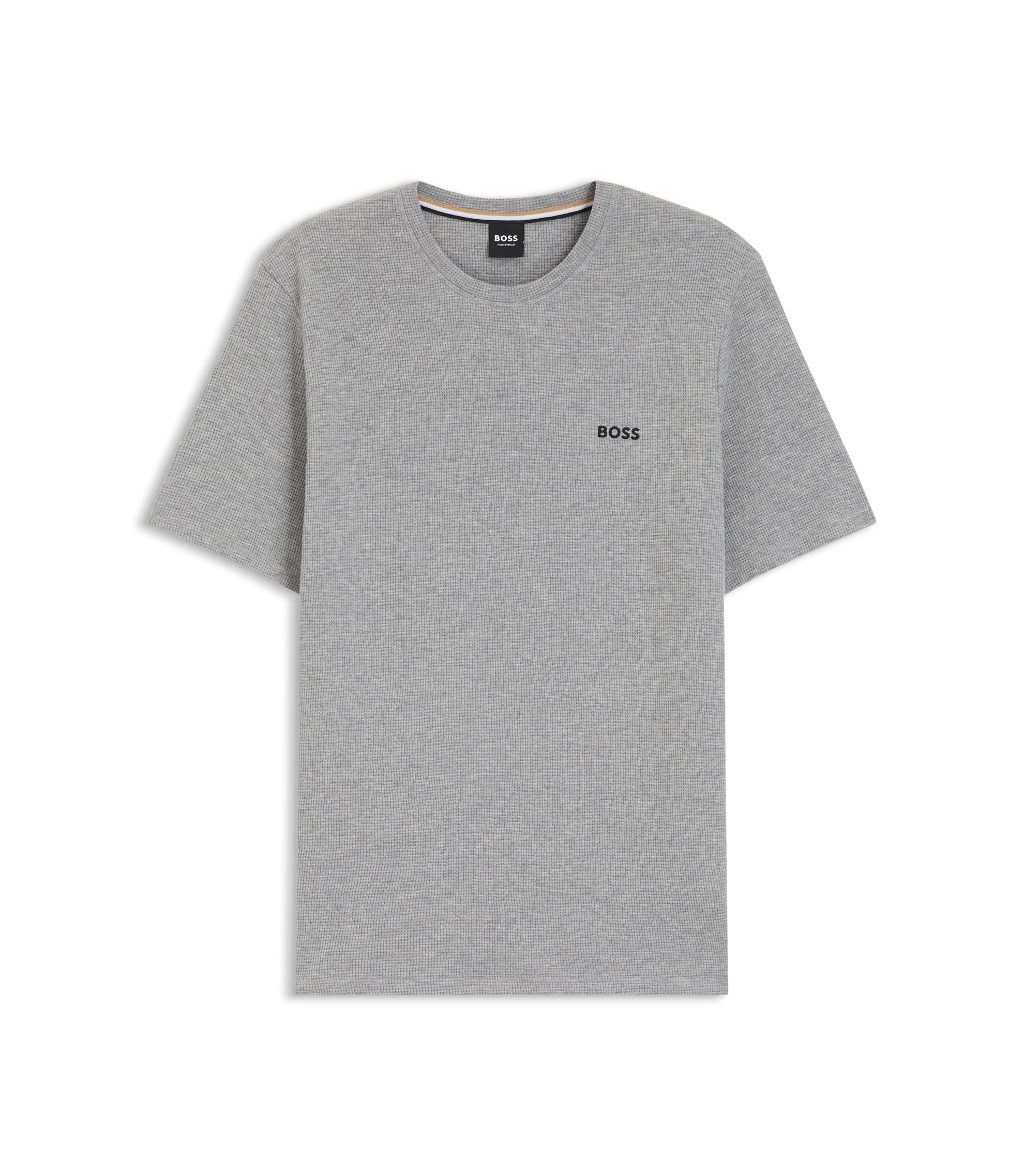 Boss Cotton Blend Pajama T Shirt With Embroidered Logo Grey