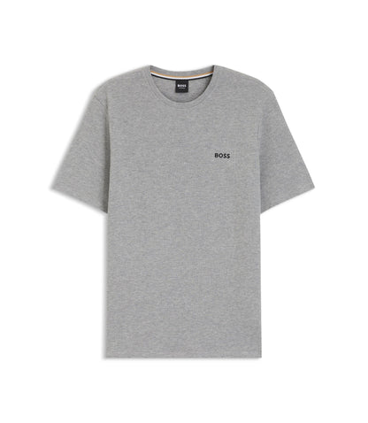 Boss Cotton Blend Pajama T Shirt With Embroidered Logo Grey