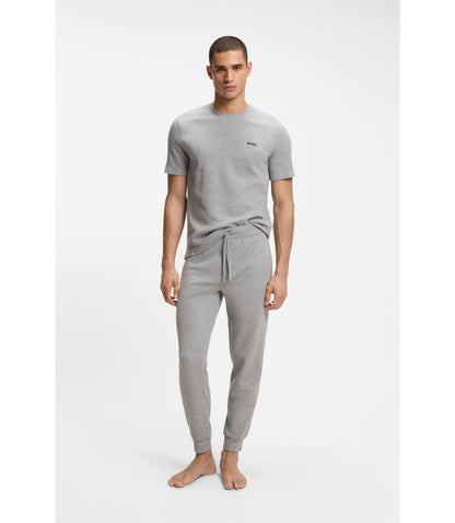 Boss Cotton Blend Pajama T Shirt With Embroidered Logo Grey
