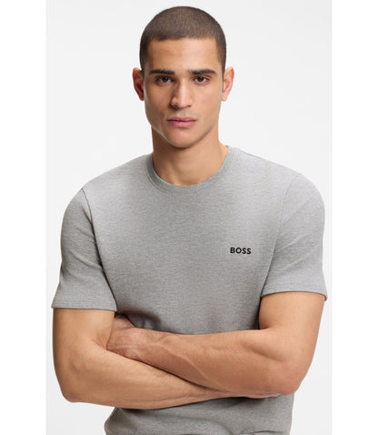 Boss Cotton Blend Pajama T Shirt With Embroidered Logo Grey