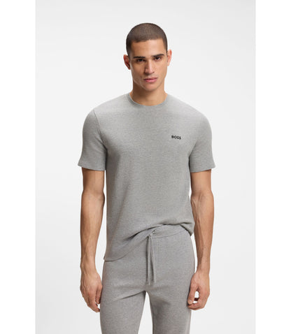 Boss Cotton Blend Pajama T Shirt With Embroidered Logo Grey