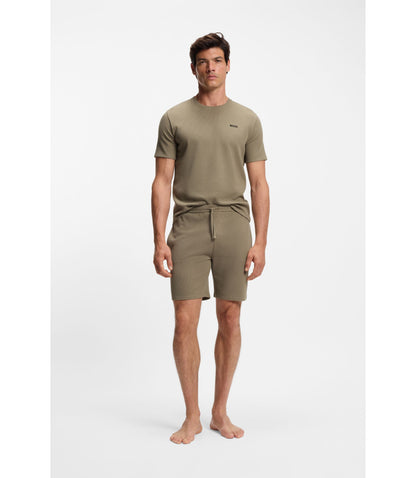 Boss Cotton Blend Pajama T Shirt With Embroidered Logo Light Brown