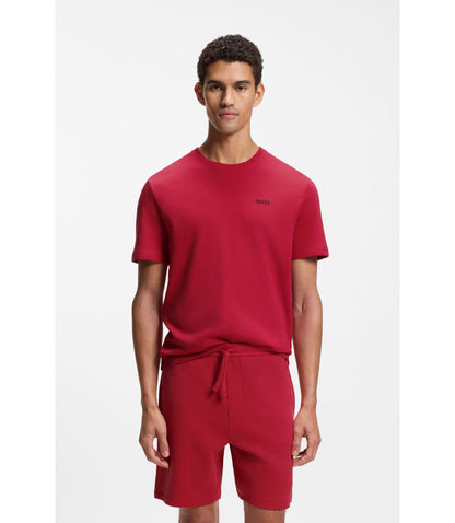 Boss Cotton Blend Pajama T Shirt With Embroidered Logo Red
