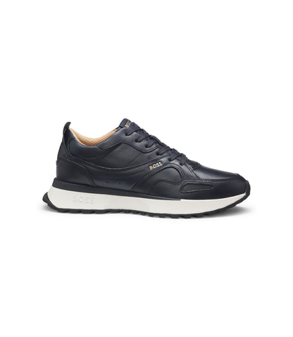 Boss Trainers In Burnished Leather Dark Blue Dark Blue