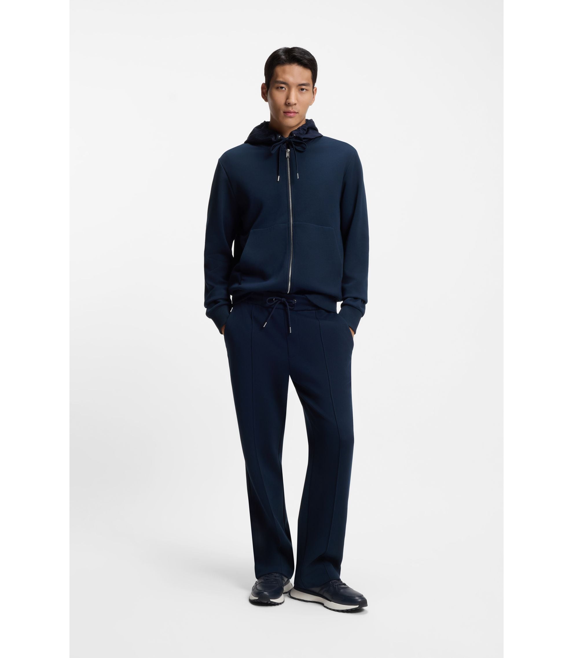 Boss Trainers In Burnished Leather Dark Blue Dark Blue