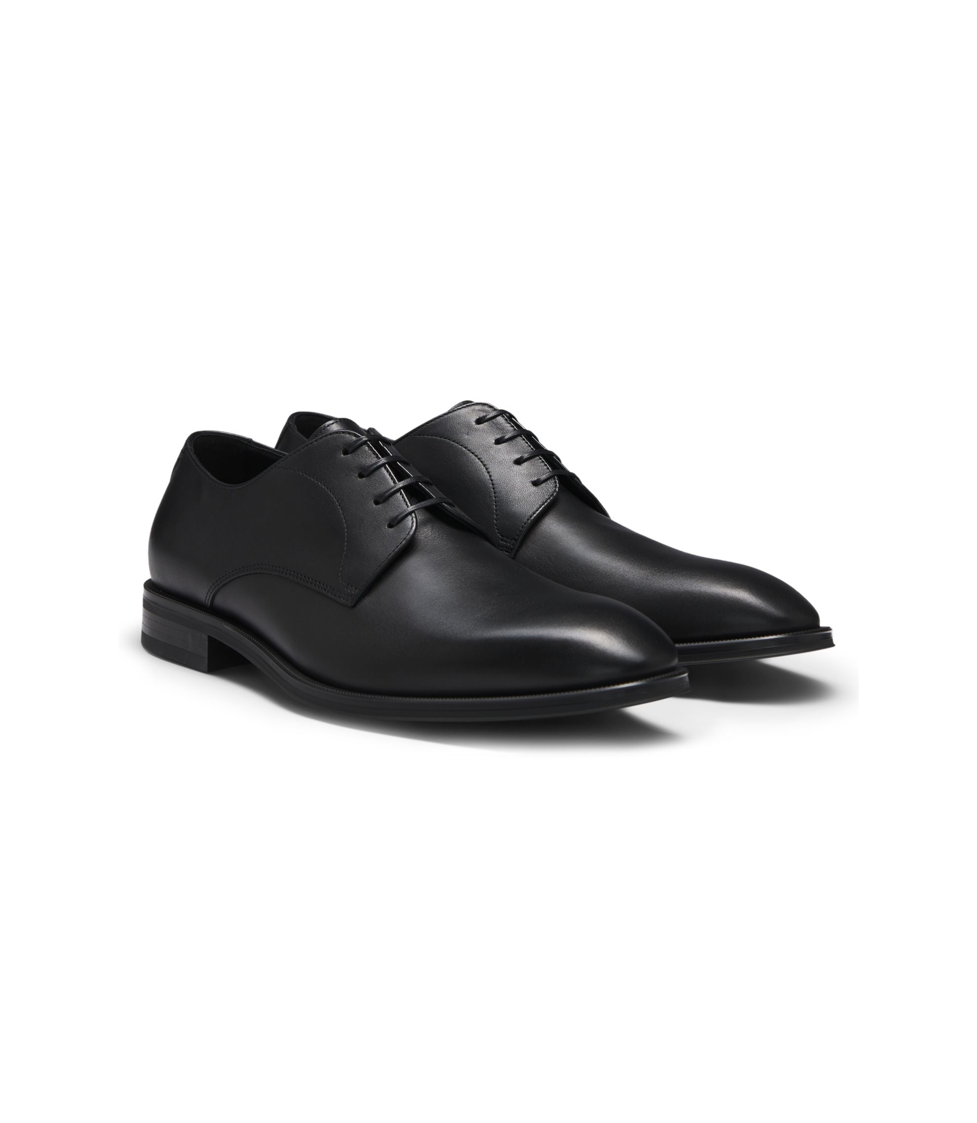 Boss Italian Made Leather Derby Shoes Black Black