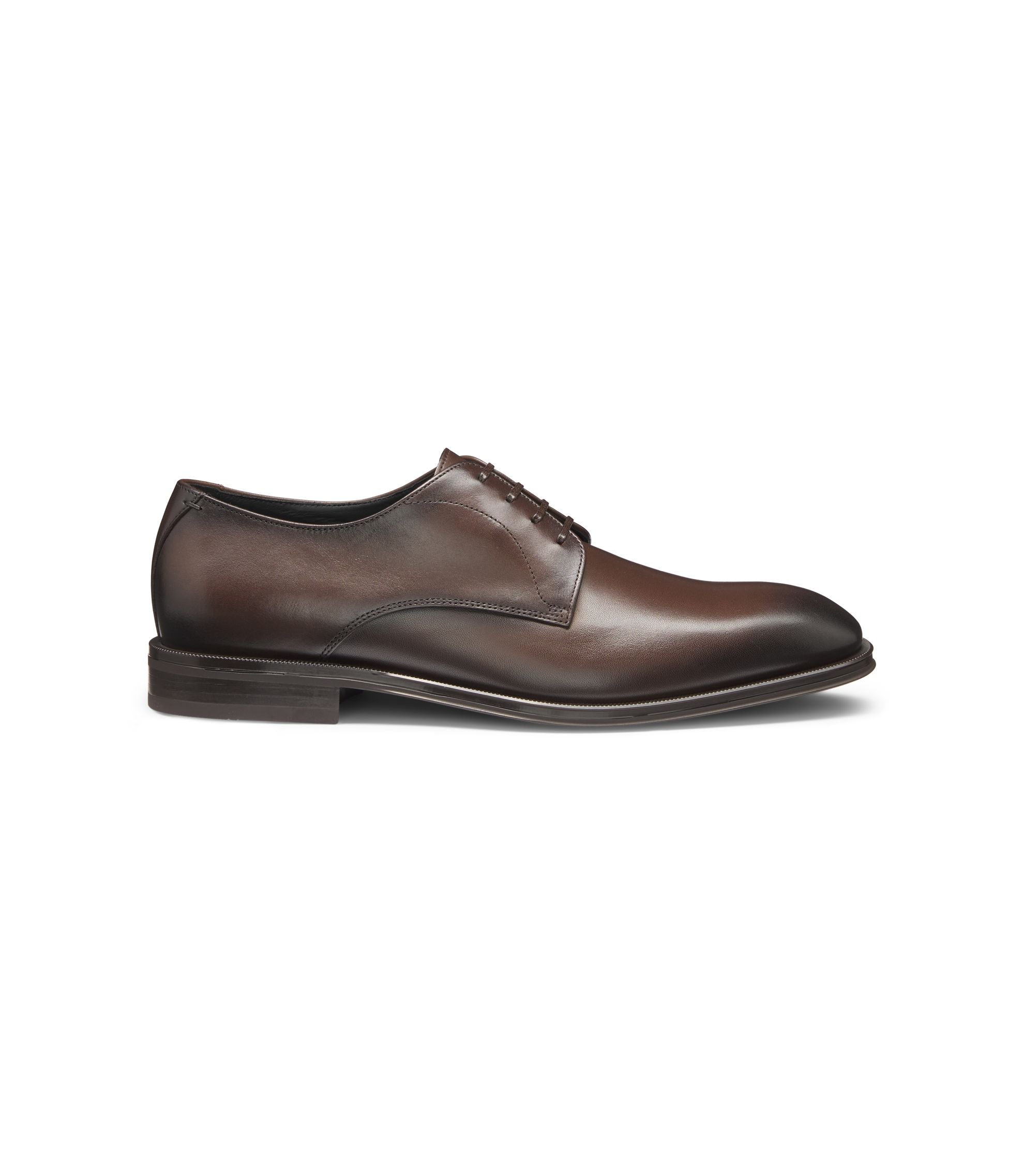 Boss Italian Made Leather Derby Shoes Dark Brown Dark Brown