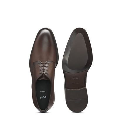 Boss Italian Made Leather Derby Shoes Dark Brown Dark Brown